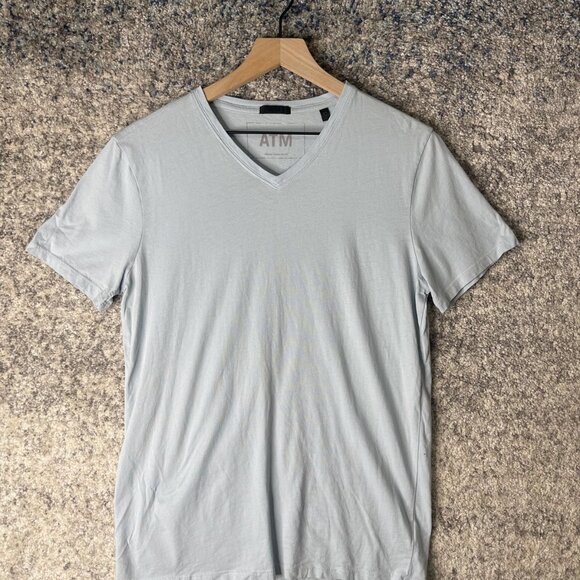 ATM Anthony Thomas Melillo Shirt Mens Small Light Blue V Neck Tee 100% Cotton - Picture 1 of 8